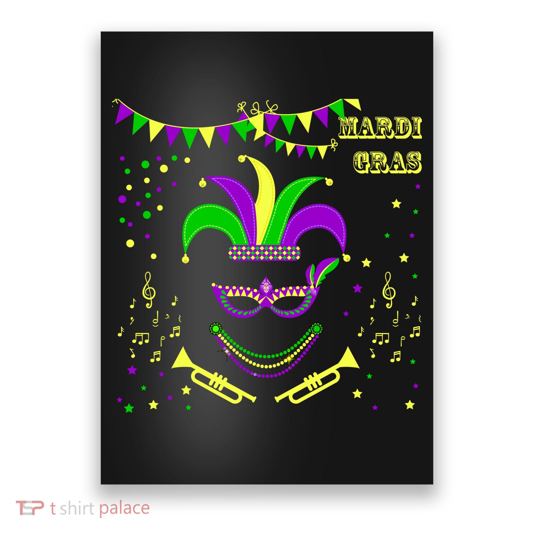 Mardi Gras Emoji Smiley Beads Mask New Orleans Poster