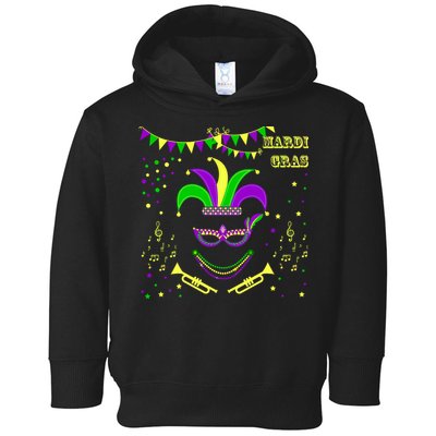 Mardi Gras Emoji Smiley Beads Mask New Orleans Toddler Hoodie