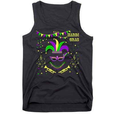 Mardi Gras Emoji Smiley Beads Mask New Orleans Tank Top
