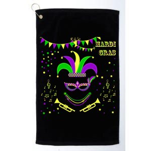 Mardi Gras Emoji Smiley Beads Mask New Orleans Platinum Collection Golf Towel