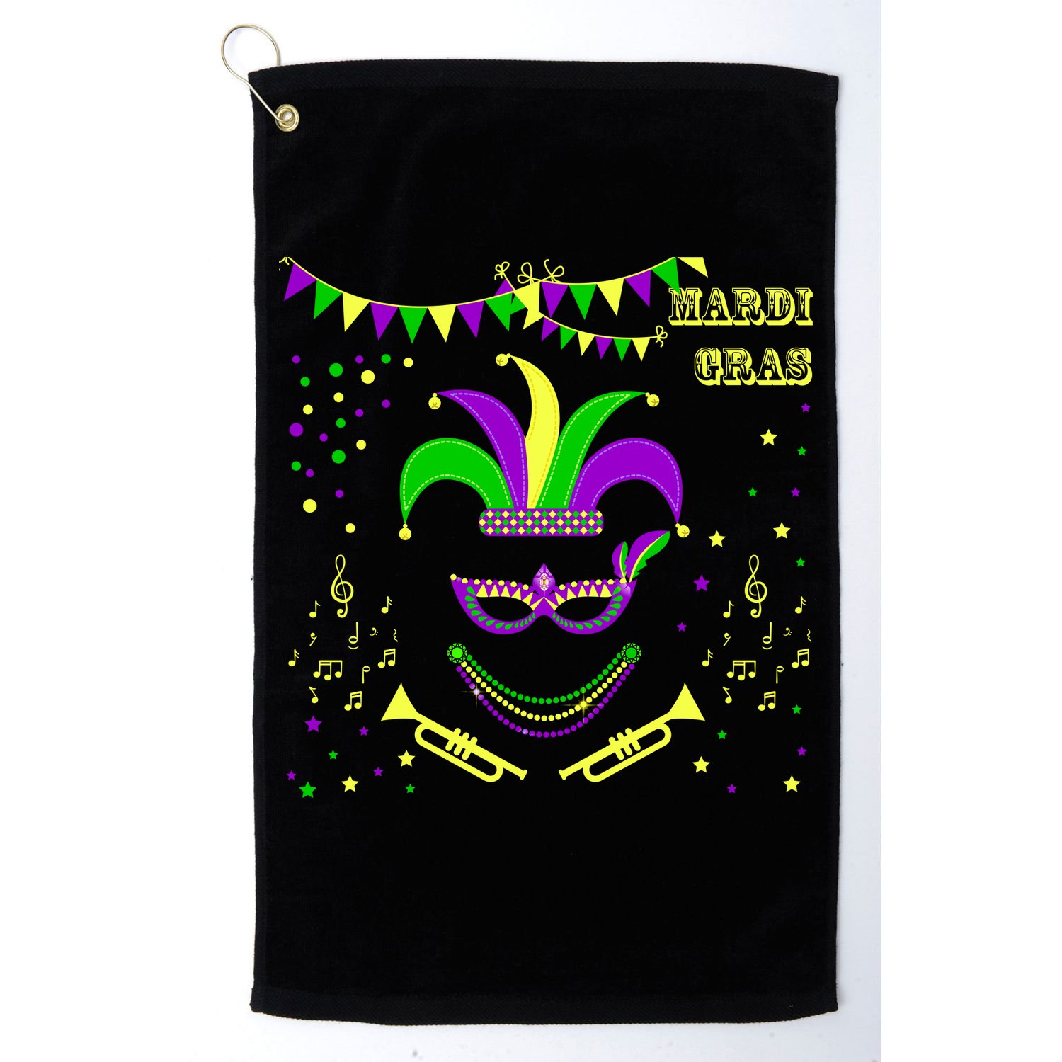 Mardi Gras Emoji Smiley Beads Mask New Orleans Golf Towel