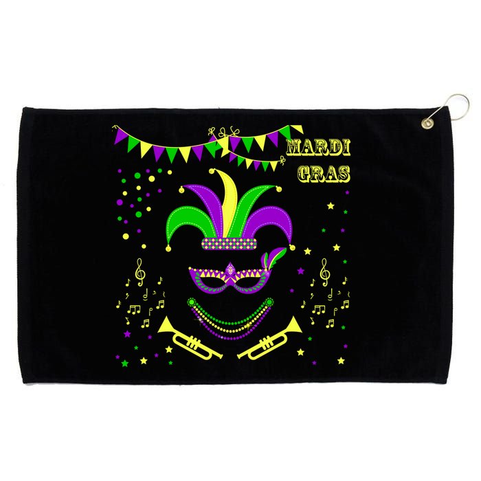 Mardi Gras Emoji Smiley Beads Mask New Orleans Grommeted Golf Towel