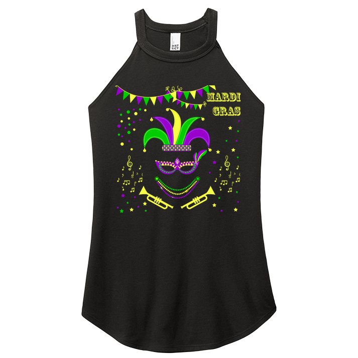 Mardi Gras Emoji Smiley Beads Mask New Orleans Women's Perfect Tri Rocker Tank