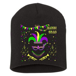 Mardi Gras Emoji Smiley Beads Mask New Orleans Short Acrylic Beanie