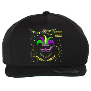 Mardi Gras Emoji Smiley Beads Mask New Orleans Wool Snapback Cap