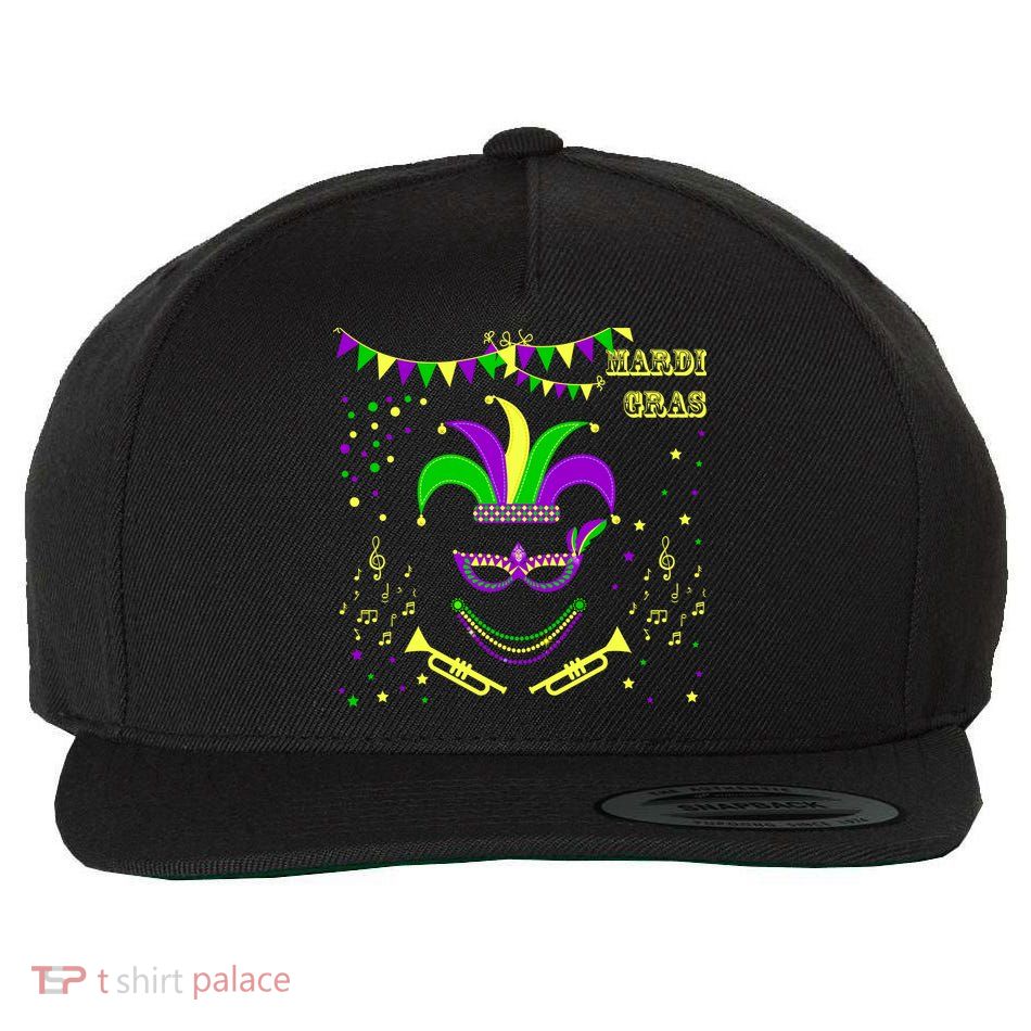 Mardi Gras Emoji Smiley Beads Mask New Orleans Wool Snapback Cap