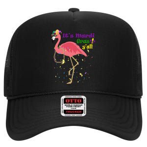 Mardi Gras Flamingo High Crown Mesh Back Trucker Hat