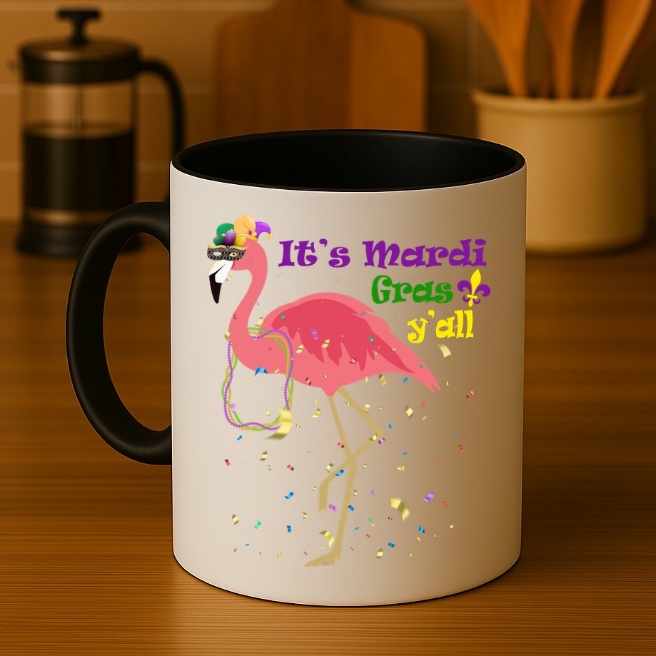 Mardi Gras Flamingo Mug