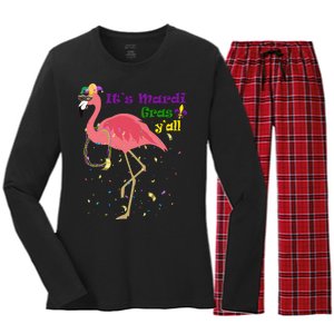 Mardi Gras Flamingo Women's Long Sleeve Flannel Pajama Set 