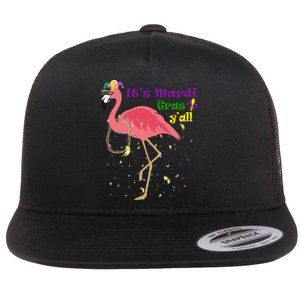 Mardi Gras Flamingo Flat Bill Trucker Hat