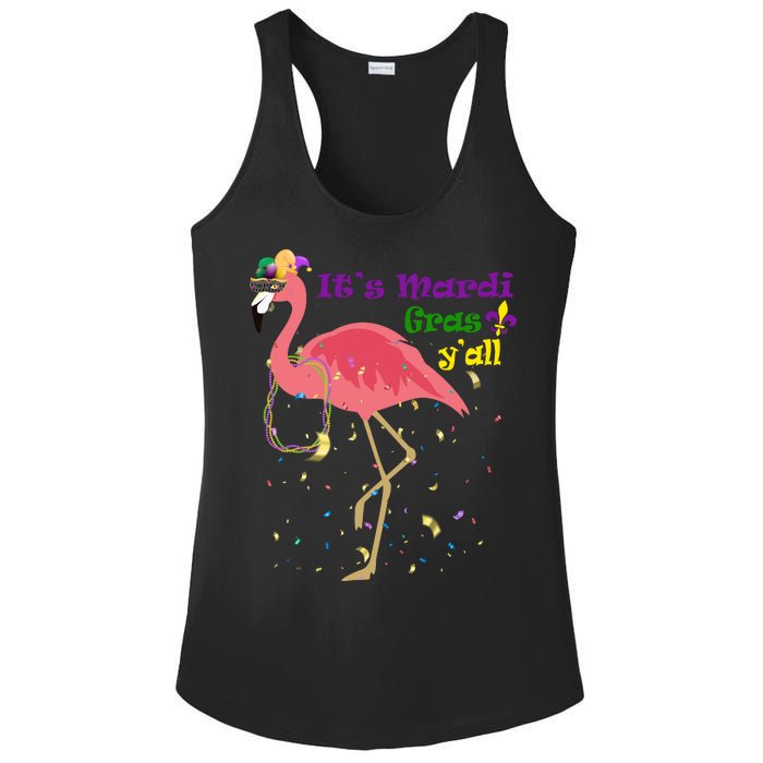 Mardi Gras Flamingo Ladies PosiCharge Competitor Racerback Tank