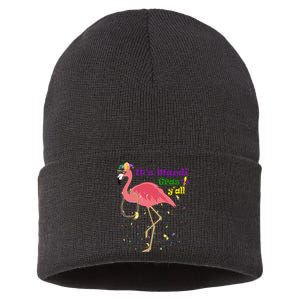 Mardi Gras Flamingo Sustainable Knit Beanie