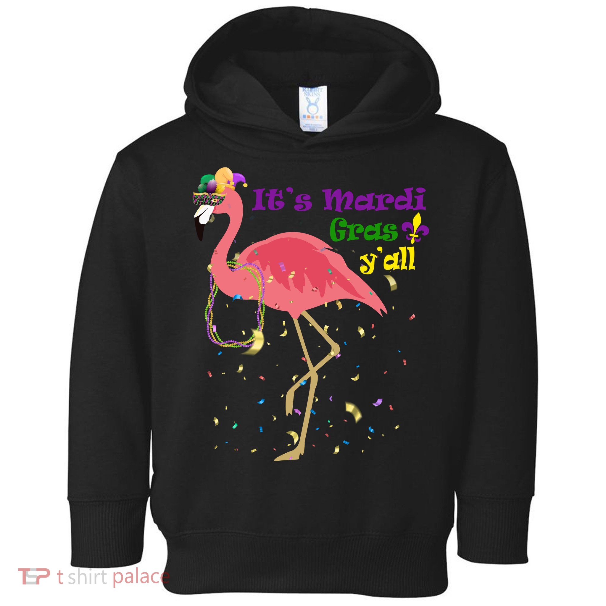 Mardi Gras Flamingo Toddler Hoodie
