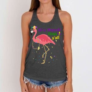 Mardi Gras Flamingo Women's Knotted Racerback Tank