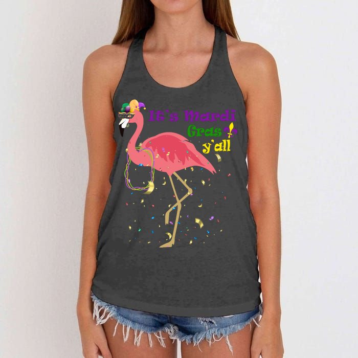 Mardi Gras Flamingo Women's Knotted Racerback Tank