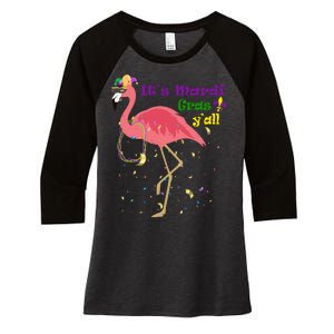 Mardi Gras Flamingo Women's Tri-Blend 3/4-Sleeve Raglan Shirt