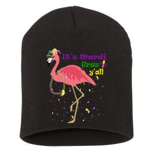 Mardi Gras Flamingo Short Acrylic Beanie