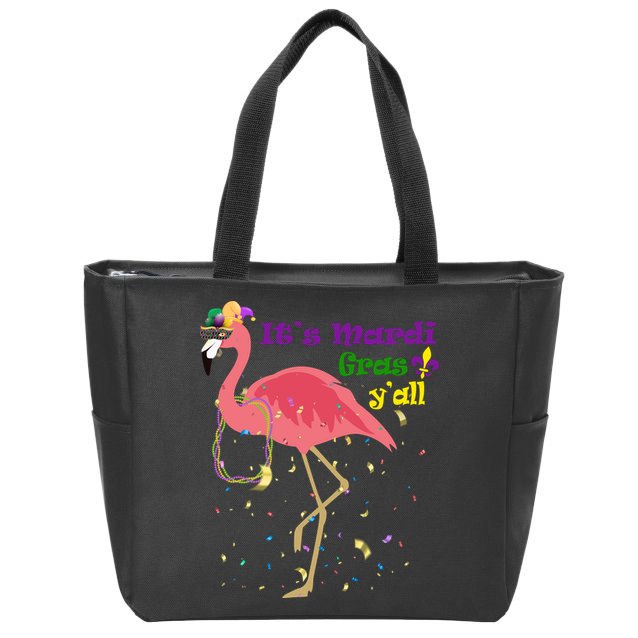 Mardi Gras Flamingo Zip Tote Bag