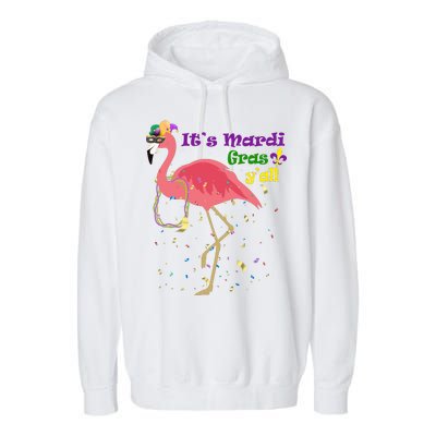 Mardi Gras Flamingo Garment-Dyed Fleece Hoodie