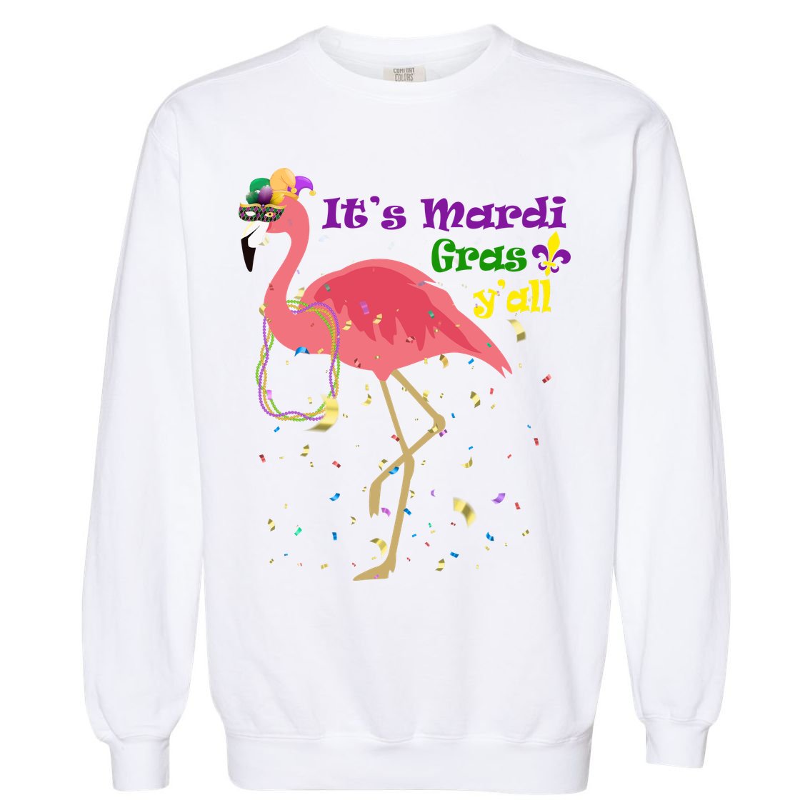 Mardi Gras Flamingo Garment-Dyed Sweatshirt
