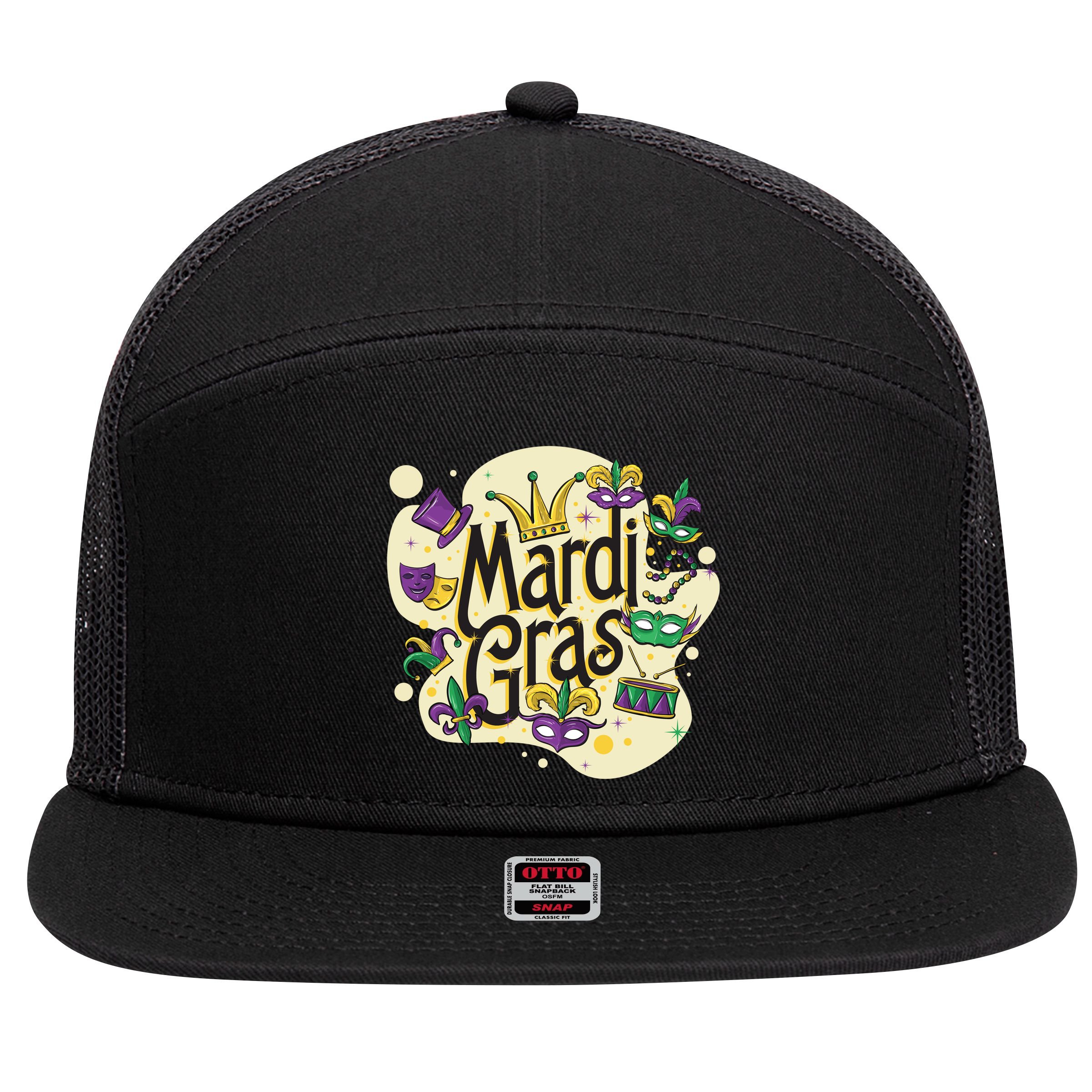 Mardi Gras Flashy Party  7 Panel Mesh Trucker Snapback Hat