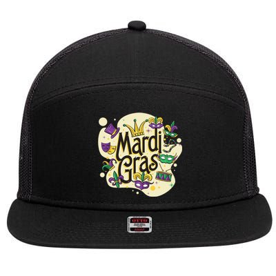 Mardi Gras Flashy Party  7 Panel Mesh Trucker Snapback Hat