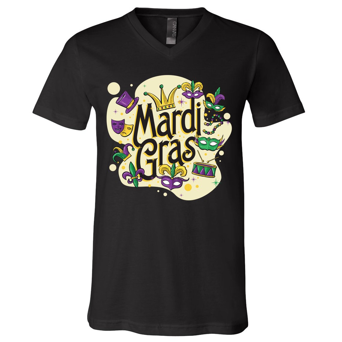 Mardi Gras Flashy Party  V-Neck T-Shirt