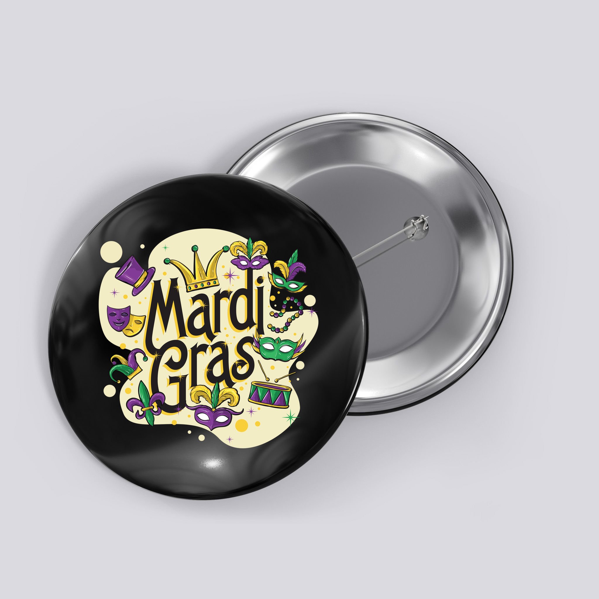 Mardi Gras Flashy Party  Button