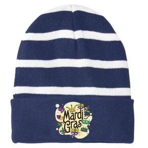 Mardi Gras Flashy Party  Striped Beanie with Solid Band