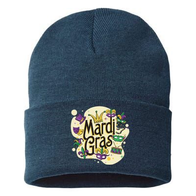 Mardi Gras Flashy Party  Sustainable Knit Beanie