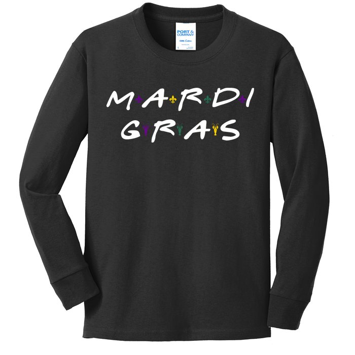 Mardi Gras Friends Kids Long Sleeve Shirt