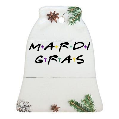 Mardi Gras Friends Ceramic Bell Ornament