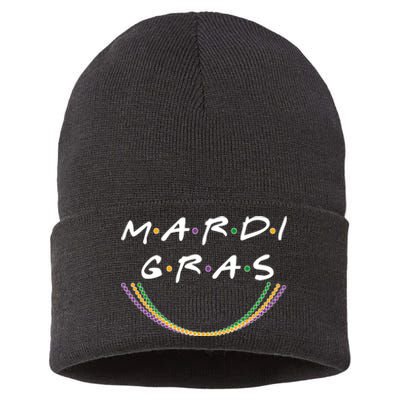 Mardi Gras Friends Meme Sustainable Knit Beanie