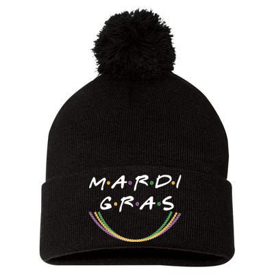 Mardi Gras Friends Meme Pom Pom 12in Knit Beanie