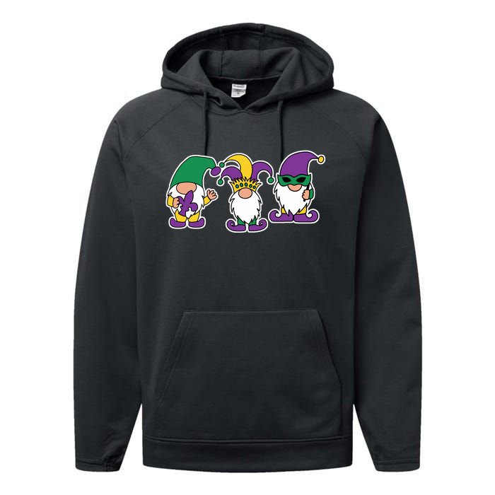 Mardi Gras Gnomes Party Performance Fleece Hoodie