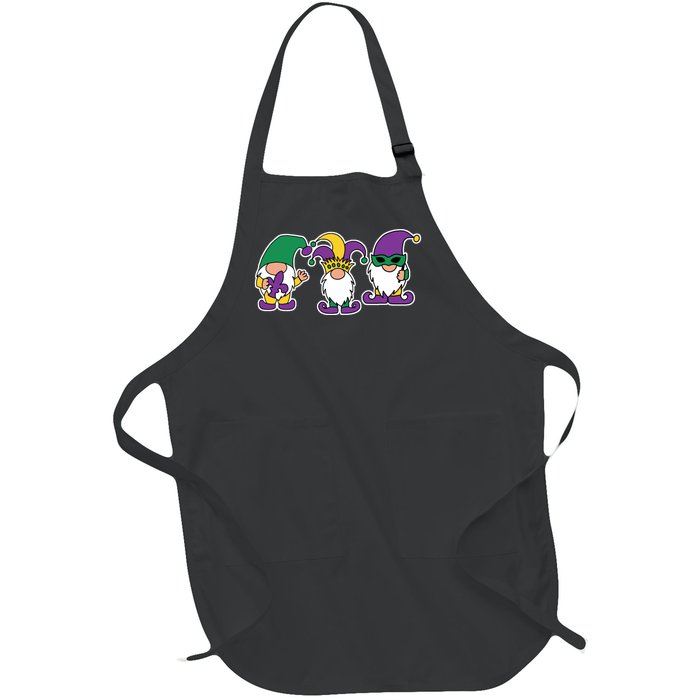 Mardi Gras Gnomes Party Full-Length Apron With Pockets