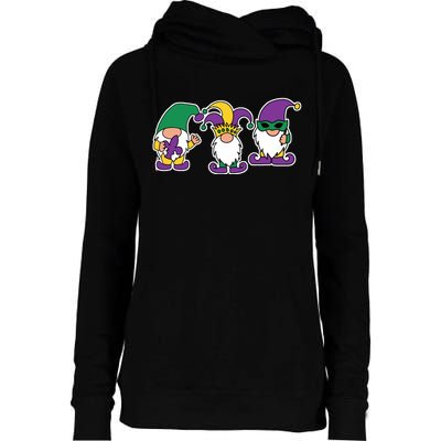 Mardi Gras Gnomes Party Womens Funnel Neck Pullover Hood