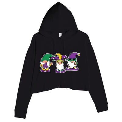 Mardi Gras Gnomes Party Crop Fleece Hoodie