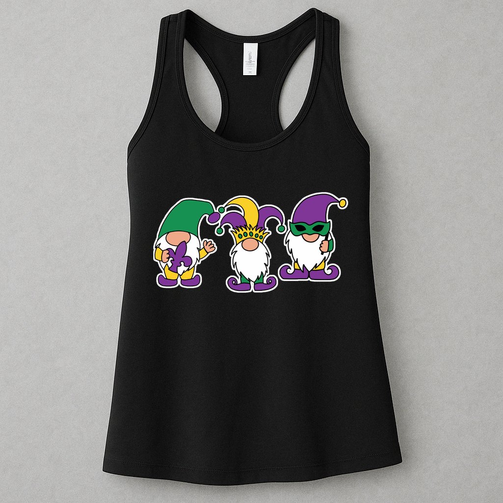 Mardi Gras Gnomes Party Womens Tank Top