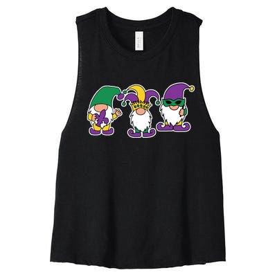 Mardi Gras Gnomes Party Women's Racerback Cropped Tank