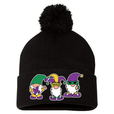 Mardi Gras Gnomes Party Pom Pom 12in Knit Beanie