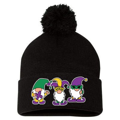 Mardi Gras Gnomes Party Pom Pom 12in Knit Beanie