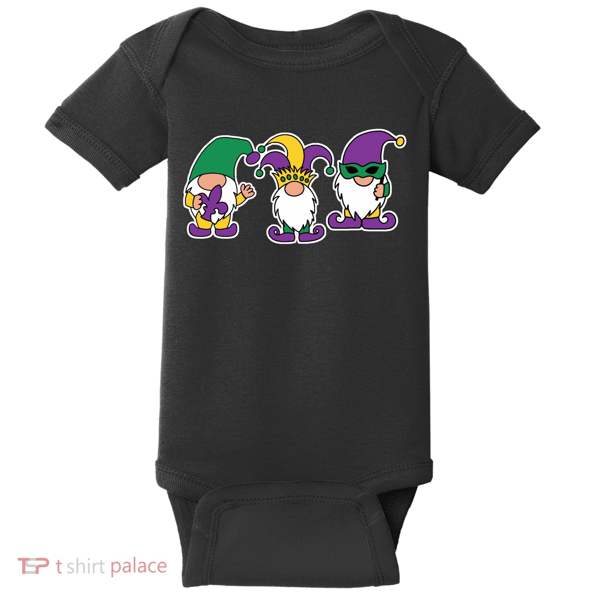 Mardi Gras Gnomes Party Baby Bodysuit