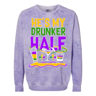 Mardi Gras He's My Drunker Half Colorblast Crewneck Sweatshirt