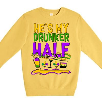 Mardi Gras He's My Drunker Half Premium Crewneck Sweatshirt