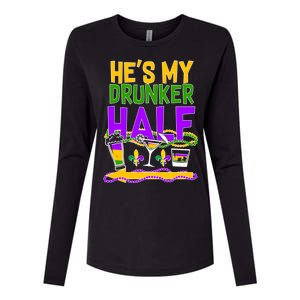 Mardi Gras He's My Drunker Half Womens Cotton Relaxed Long Sleeve T-Shirt