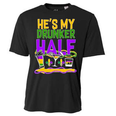 Mardi Gras He's My Drunker Half Cooling Performance Crew T-Shirt