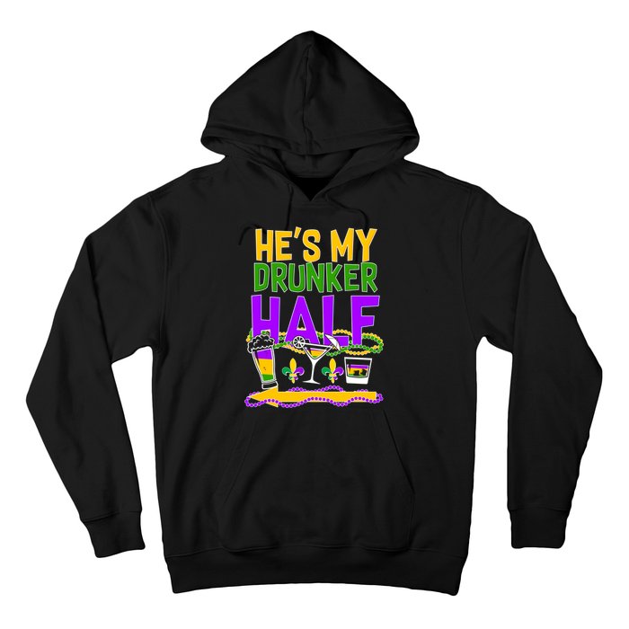 Mardi Gras He's My Drunker Half Hoodie