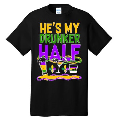 Mardi Gras He's My Drunker Half Tall T-Shirt