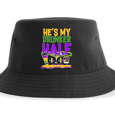 Mardi Gras He's My Drunker Half Sustainable Bucket Hat